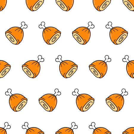 fried meat seamless repeat pattern. background vector illustration.のイラスト素材