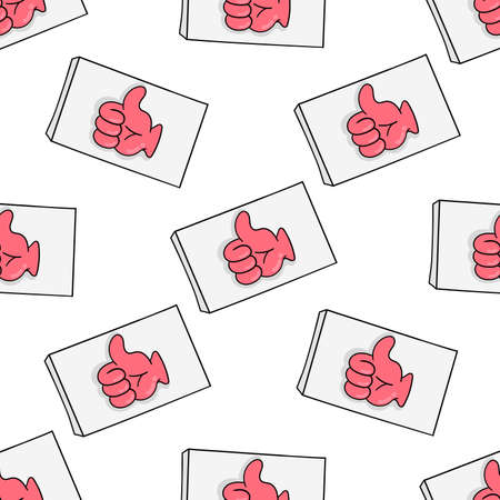 thumb up social media seamless repeat pattern. background vector illustration.のイラスト素材