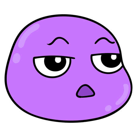 purple head with an innocent expression, vector illustration carton emoticon. doodle icon drawingのイラスト素材