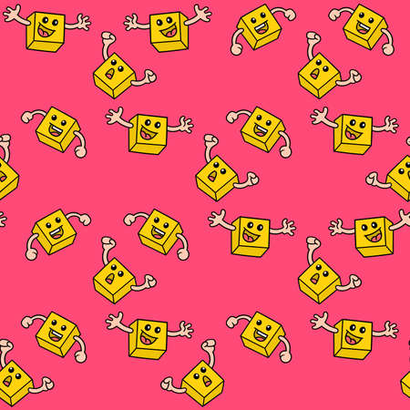 cube smile seamless repeat pattern. background vector illustration.のイラスト素材