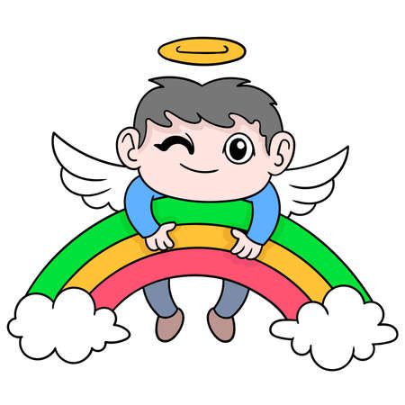 Father spirit has flown to heaven, vector illustration art. doodle icon image kawaii.のイラスト素材