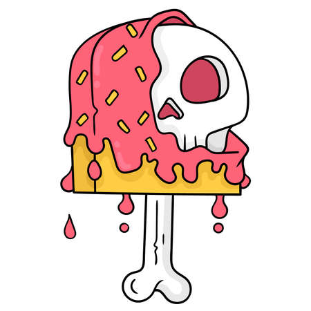 skull ice cream in halloween, vector illustration art. doodle icon image kawaii.のイラスト素材