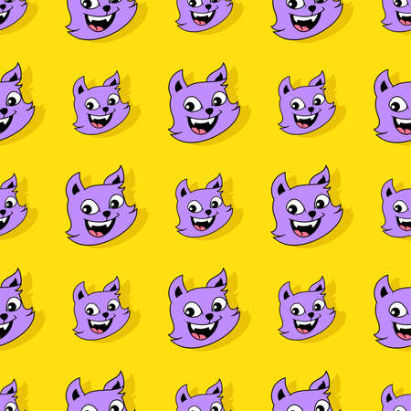 smile cute cat seamless repeat pattern. background vector illustration.のイラスト素材