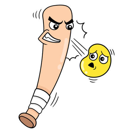 Angry baseball bat hitting the ball, vector illustration art. doodle icon image kawaii.のイラスト素材