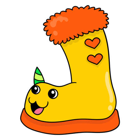 cute and plush snow boots, vector illustration art. doodle icon image kawaii.のイラスト素材