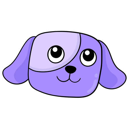 cute faced purple puppy head pet, vector illustration carton emoticon. doodle icon drawingのイラスト素材