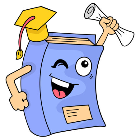 graduation education school education book, vector illustration art. doodle icon image  .のイラスト素材