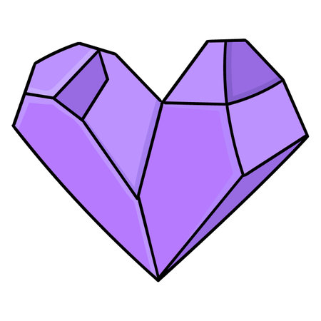 purple diamond love valentine, cartoon emoticon. doodle icon drawing, vector illustrationのイラスト素材