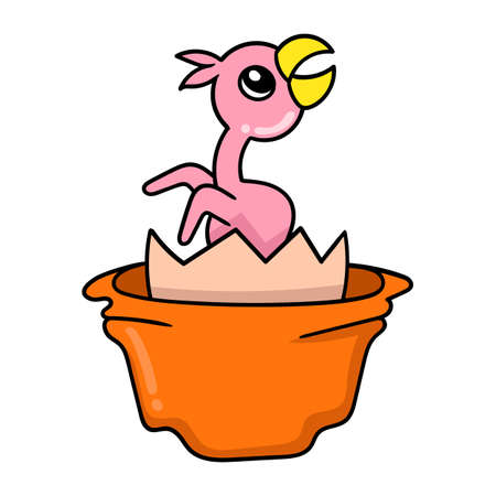 the baby eagle is in the nest, vector illustration art. doodle icon image kawaii.のイラスト素材