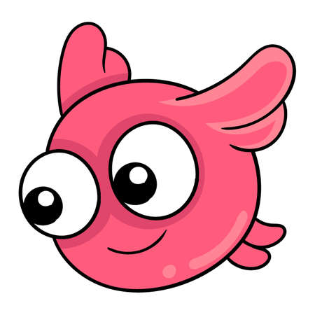 cute round bodied pink bird, vector illustration art. doodle icon image kawaii.のイラスト素材