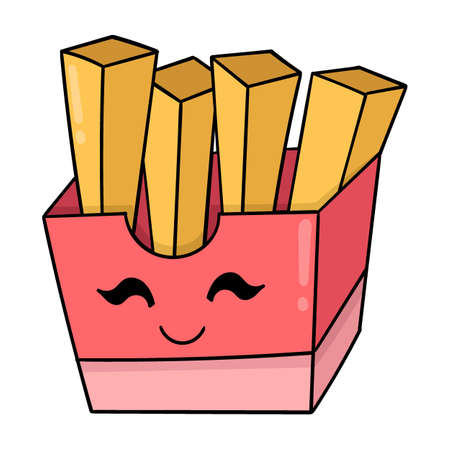 delicious french fries, vector illustration art. doodle icon image kawaii.のイラスト素材