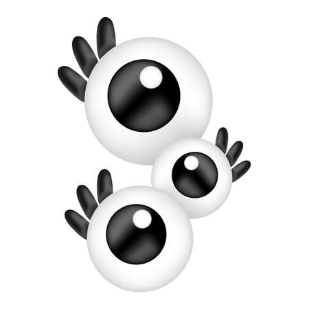 spooky triple monster eyes, vector illustration art. doodle icon image kawaii.のイラスト素材