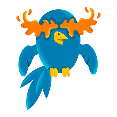 mythological bird with fire eye power, vector illustration art. doodle icon image kawaii.のイラスト素材