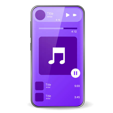 music player user interface realistic smartphone, Smartphone redesign realistic objectの写真素材