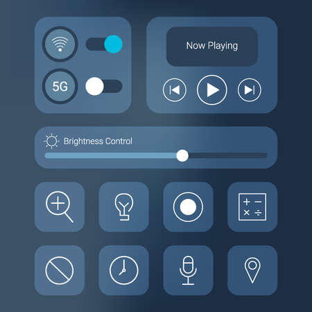 control center user interface set template, Smartphone redesign realistic objectのイラスト素材