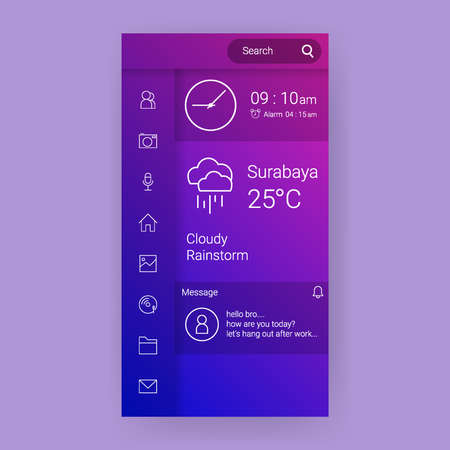 widget arrangement user interface mockup, Smartphone redesign realistic objectのイラスト素材