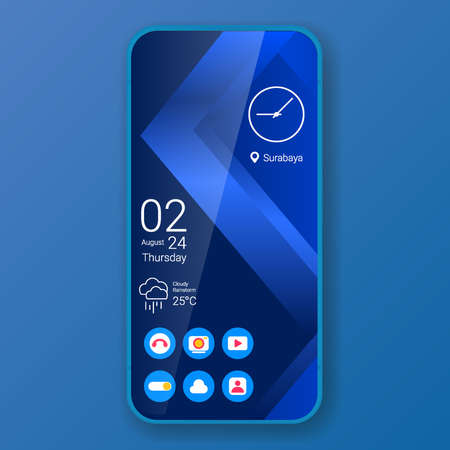 realistic smartphone user interface blue elegant theme design, vector design illustration