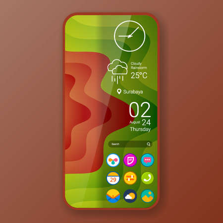 realistic smartphone user interface widget elegant theme design, vector design illustrationのイラスト素材