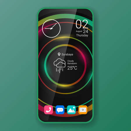 widget modern theme user interface realistic smartphone design, vector design illustrationのイラスト素材