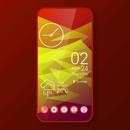 patches elegant home screen realistic smartphone user interface, vector design illustrationのイラスト素材