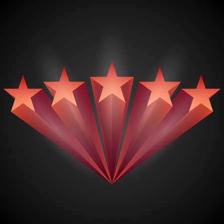 five red star 3d rating icon design. doodle icon drawing. vector illustration draw