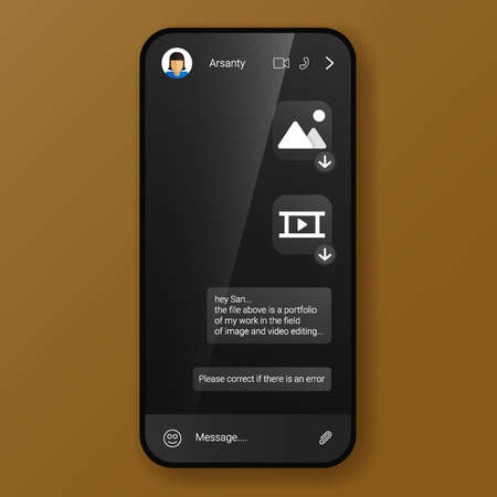 dark mode black theme user interface chatting messenger, vector design illustrationのイラスト素材