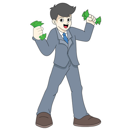 handsome young businessman boy who is successful and rich. vector design illustration artのイラスト素材