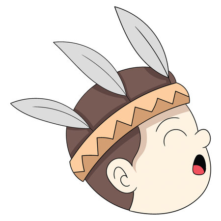 forest tribe male head emoticon friendly face smiling. vector design illustration artのイラスト素材