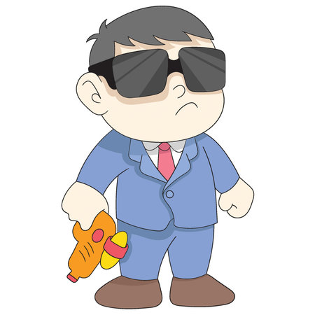 baby boy is pretending to wear a suit as a national security agent. vector design illustration artのイラスト素材