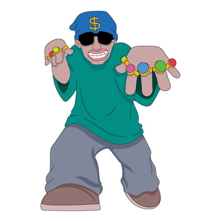 Negro rappers are doing cool with lots of rings. vector design illustration artのイラスト素材