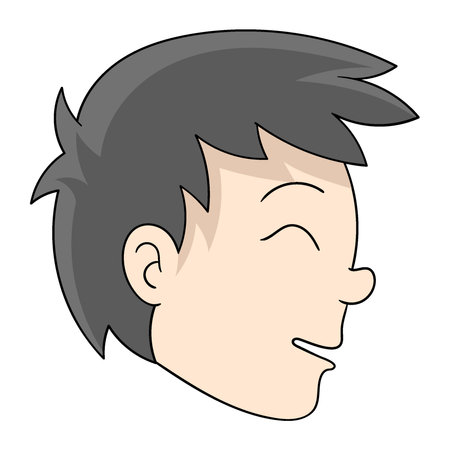 emoticon facial expression of young man smiling. vector design illustration artのイラスト素材