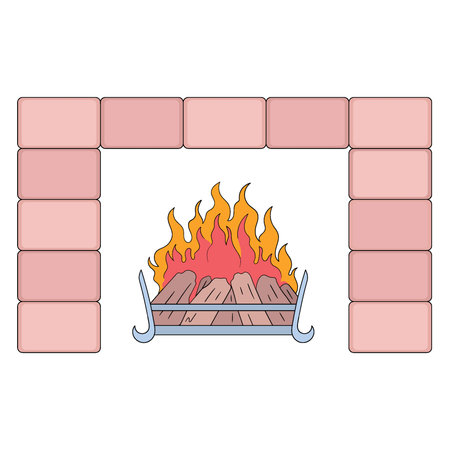 doodle icon fireplace a warm place in winter. vector design illustration artのイラスト素材