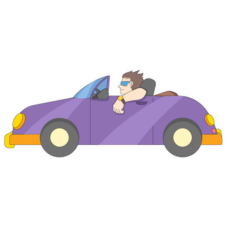 cool handsome rich guy is driving a luxury car. vector design illustration artのイラスト素材