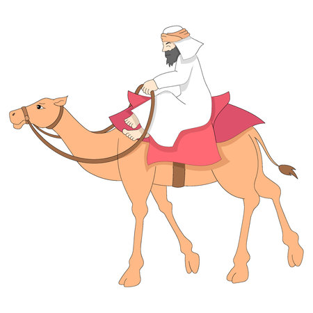 Arabs are riding camels to a place. vector design illustration artのイラスト素材