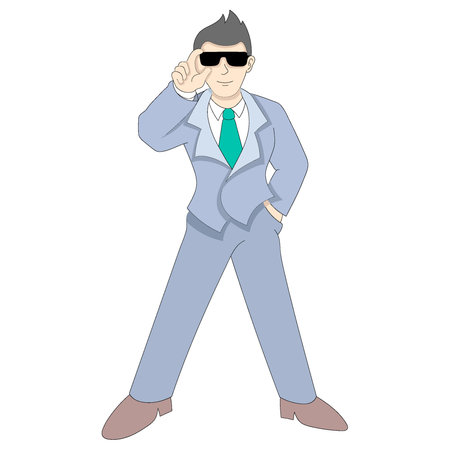 cool young successful and rich boss standing in style. vector design illustration artのイラスト素材