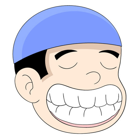 Islamic male head emoticon wearing cap showing clean healthy teeth. vector design illustration artのイラスト素材