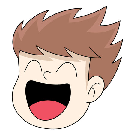 head boy emoticon facial expression laughing happy. vector design illustration artのイラスト素材
