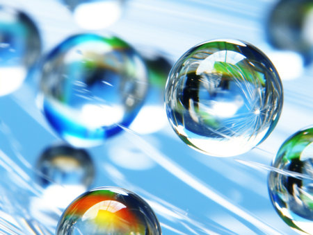 ai generated images, dewdrop bubble background with beautiful light refractionの素材