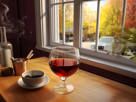 ai generated images, 3d rendering a transparent cup filled with wineの素材