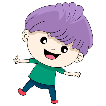 vector design illustration art, toddler boy is playing happilyのイラスト素材