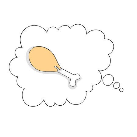 vector design illustration art, Bubble chat cloud with fried chicken drumstick food imagesのイラスト素材