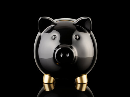 creative images design, Piggy bank with black background color 3d renderingの素材