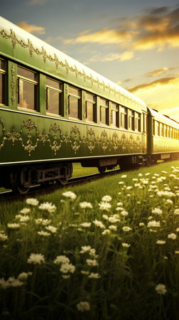 the train passes through the forest, smartphone portrait backgroundの素材