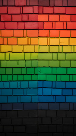 rainbow bricks wall design, smartphone portrait backgroundの素材