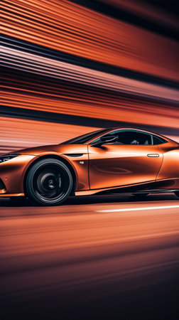 portrait smartphone background, sports car full speed side view dark shineの素材