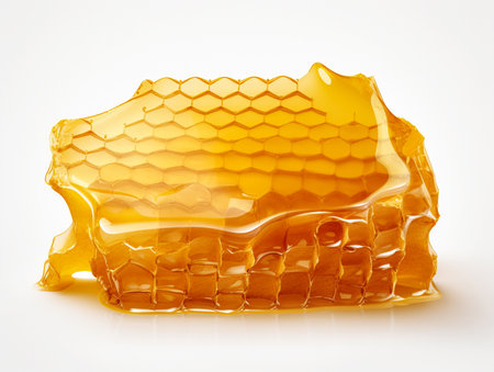 Honeycomb with thick flowing honey isolated on the white backgroundの素材