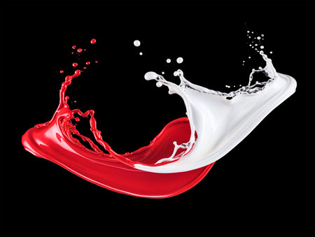 A splash of viscous liquid in the black backgroundの素材