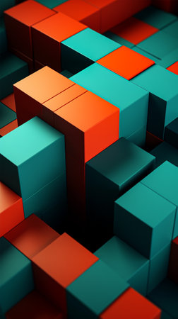 3d orange green cube abstract texture renderingの素材