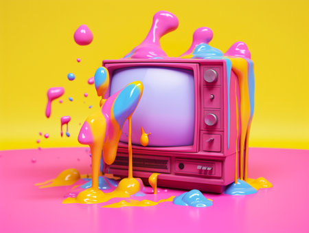 television in the colorful interior design 3d renderingの素材