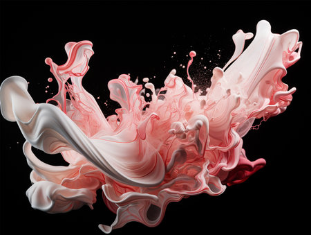 A splash of viscous liquid in the black backgroundの素材